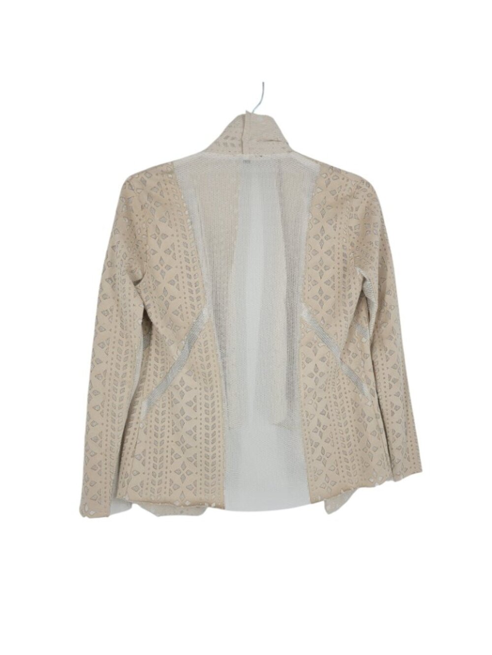 Alberto Makali M Laser Cut Jacket Beige Mesh Geometric Open Front Artsy y2k - Picture 5 of 5